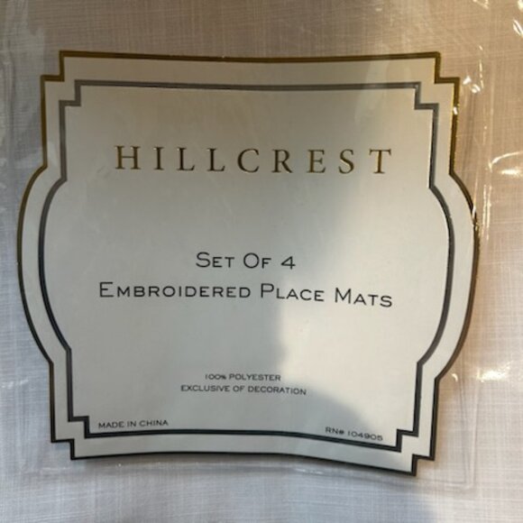 NWT Hillcrest Embroidered Place Mats Table Linens Set of 4 - Picture 4 of 13